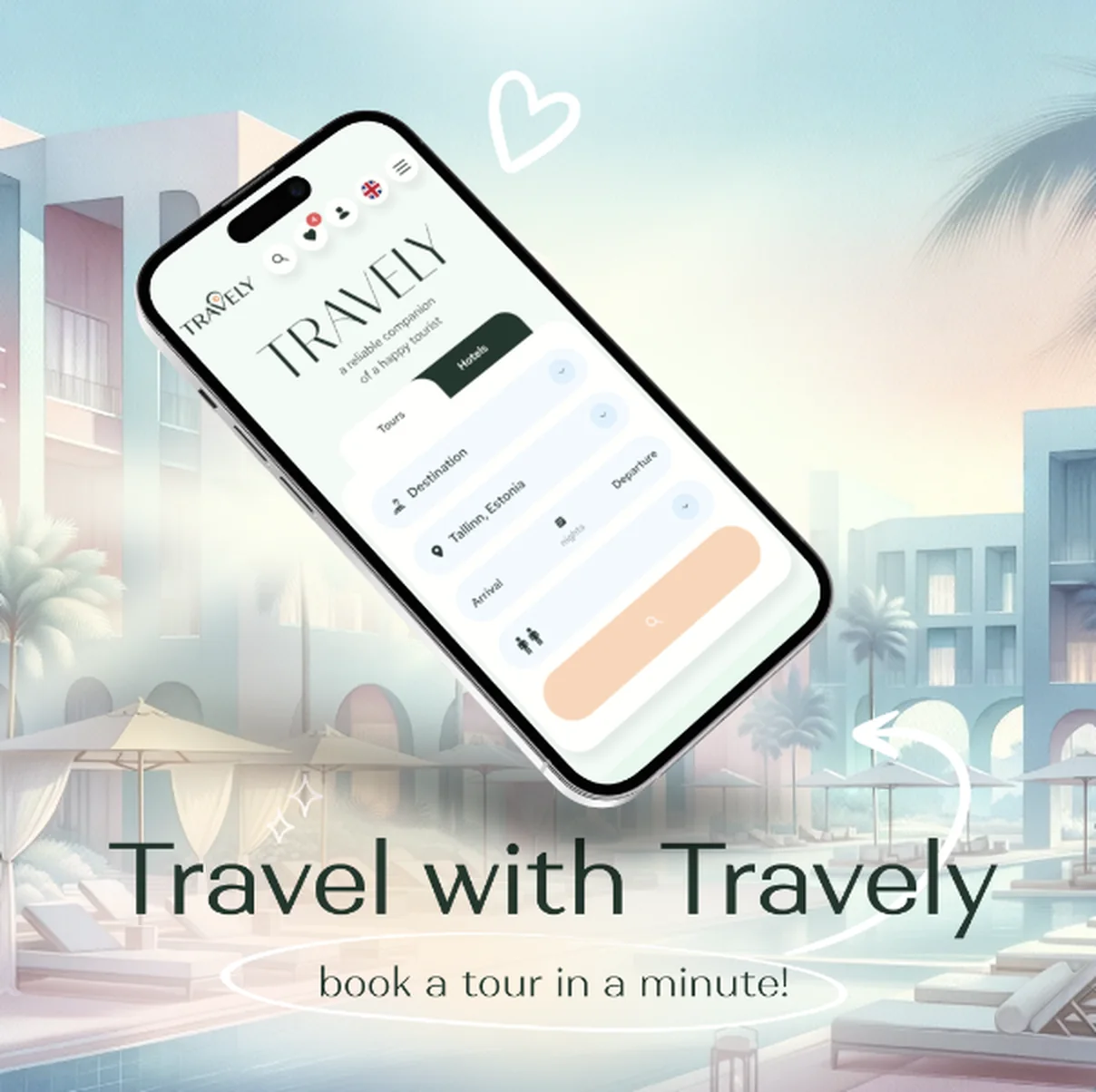 Travely app — book a tour in a minute